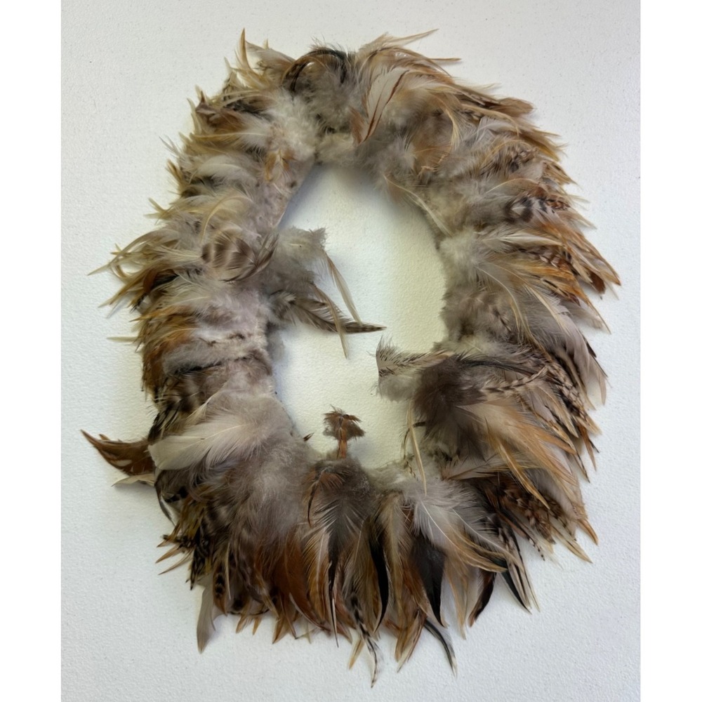 Vtg Pheasant Feather Natural Wreath Fall Rustic Decor Hat Band Hair Boho Whimsy